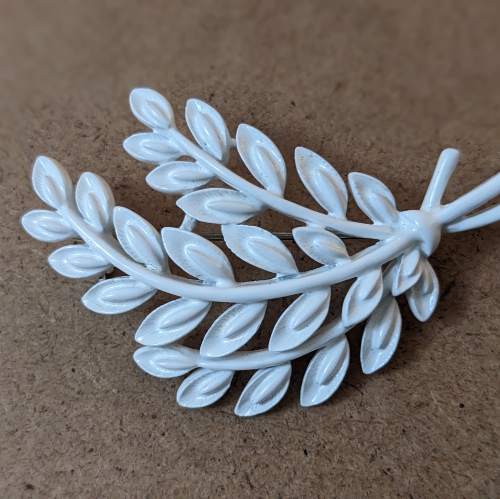 White Leaf Brooch